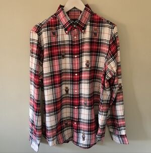 NWT Polo Ralph Lauren XS Old Money  Embroidered Icon Bear Plaid Button Shirt